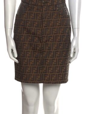 Fendi Brown Monogram Pencil Skirt
